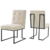 Set Of 2 Privy Stainless Steel Upholstered Fabric Dining Chairs - Modway