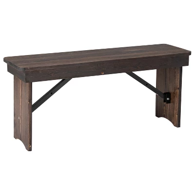 Merrick Lane Antique Solid Pine Folding Farmhouse Style Bench 14 Merrick Lane Antique Solid Pine Folding Farmhouse Style Bench - Image 14