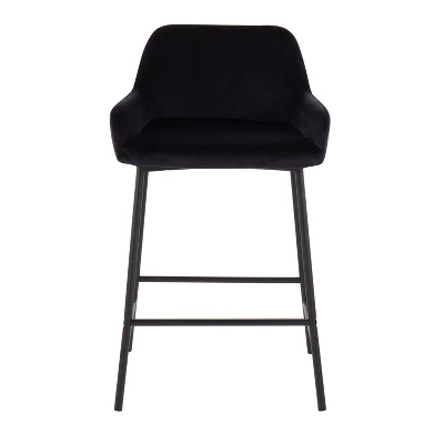 Set Of 2 Daniella Metal/Velvet Counter Height Barstools - LumiSource 5 Set Of 2 Daniella Metal/Velvet Counter Height Barstools - LumiSource - Image 5