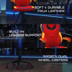 BlackArc High Back Gaming Chair With Red And Yellow Faux Leather Upholstery, Adjustable Swivel Seat And Padded Flip-Up Arms 16 BlackArc High Back Gaming Chair With Red And Yellow Faux Leather Upholstery, Adjustable Swivel Seat And Padded Flip-Up Arms -Cheap Furniture Store GUEST f8a54e43 96c5 4397 a83a c4e8054dfc79