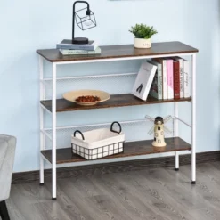 HomCom 3-Tier Industrial Style Storage Metal Wooden Shelf 17 HomCom 3-Tier Industrial Style Storage Metal Wooden Shelf -Cheap Furniture Store GUEST f94214dc 0949 4bc3 8c0e c5c10b3aca5b