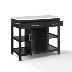 Audrey Faux Marble Top Kitchen Island Black - Crosley