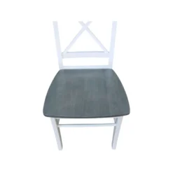 Set Of 2 X Back Chairs With Solid Wood Seat White/Gray - International Concepts -Cheap Furniture Store GUEST fe7d3363 9e51 4453 881e 8d3f3f553820