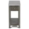New Classic Furniture Noah Wooden Faux Marble Top End Table With Storage Drawer, For Living Rooms, Bedrooms, And Entryways, Gray